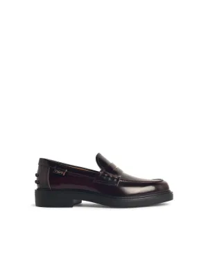 Burgundy Leather Loafers Open Plaza