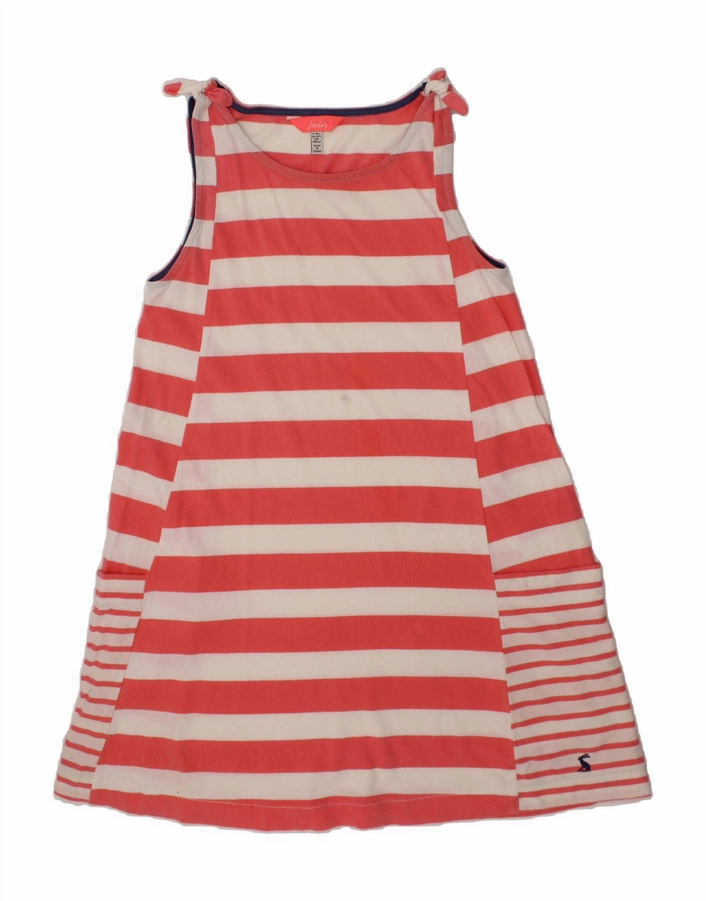 Sleek Comfort JOULES Girls Sleeveless A-Line Dress 9-10 Years Pink Striped Cotton