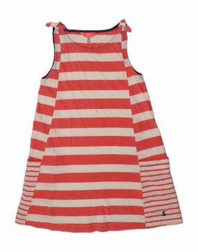 Sleek Comfort JOULES Girls Sleeveless A-Line Dress 9-10 Years Pink Striped Cotton