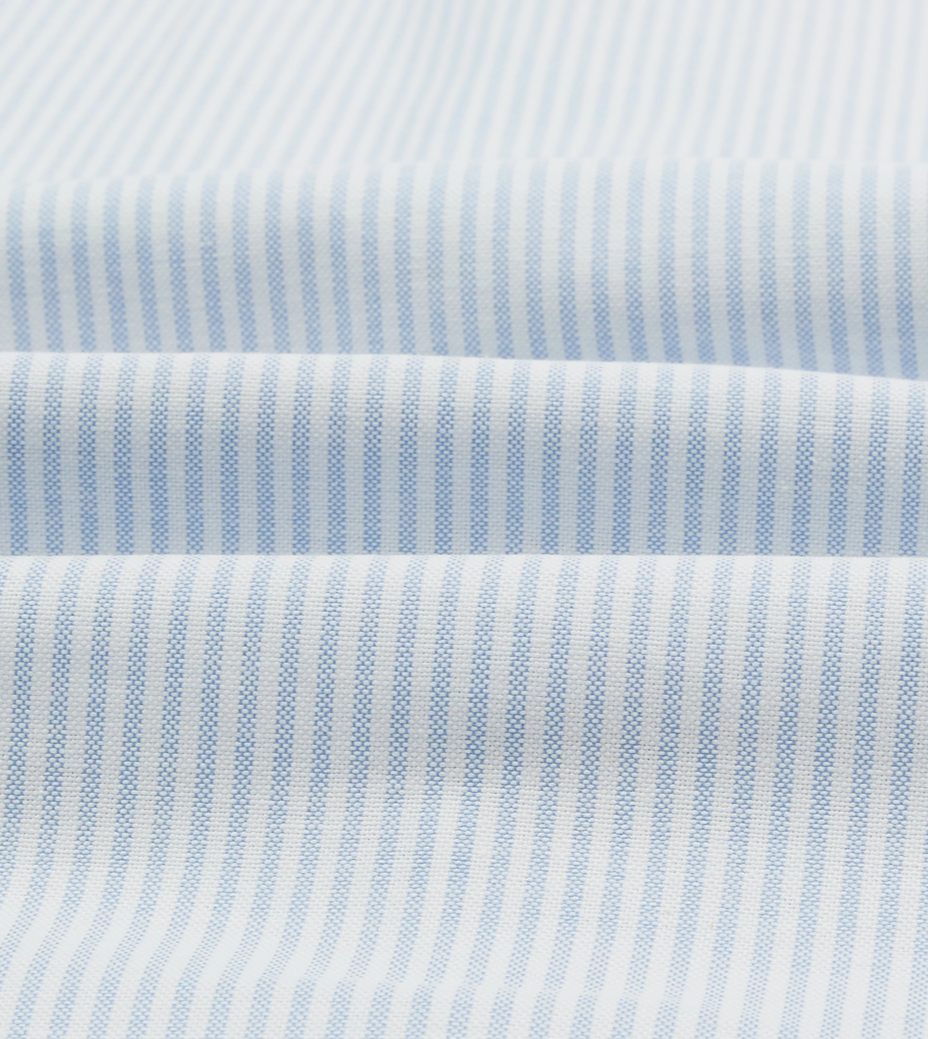 Light Blue and White Ticking Stripe Cotton Oxford Cloth Long Point Collar Shirt Breathable Layer Morning Comfort