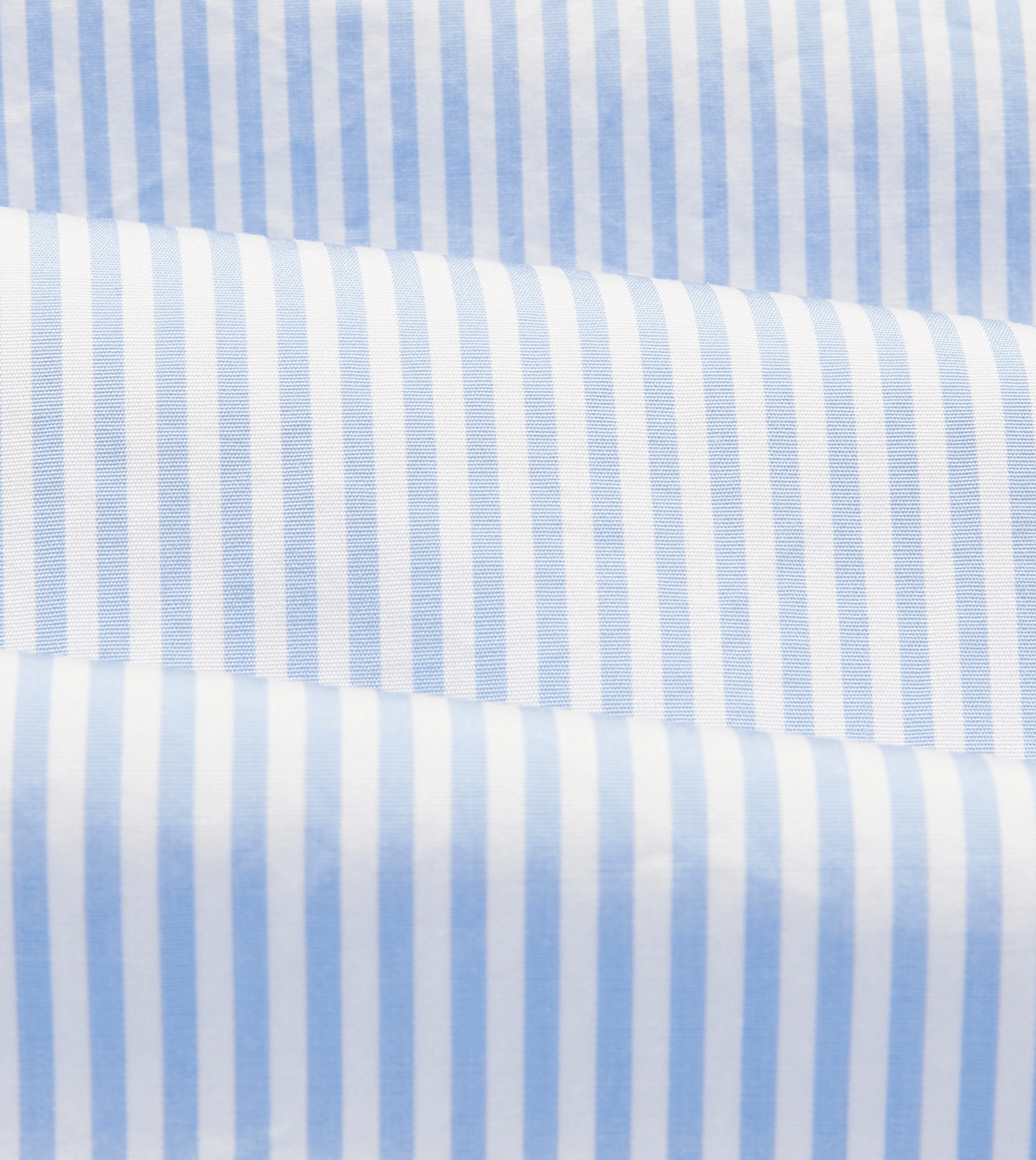 Light Blue Bengal Stripe Cotton Poplin Button-Down Shirt Subtle Print Layered Sleeve Cuffs