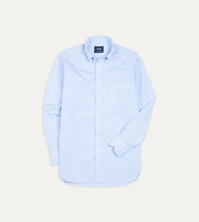 Oversized Fit Light Blue Bengal Stripe Cotton Poplin Button-Down Shirt