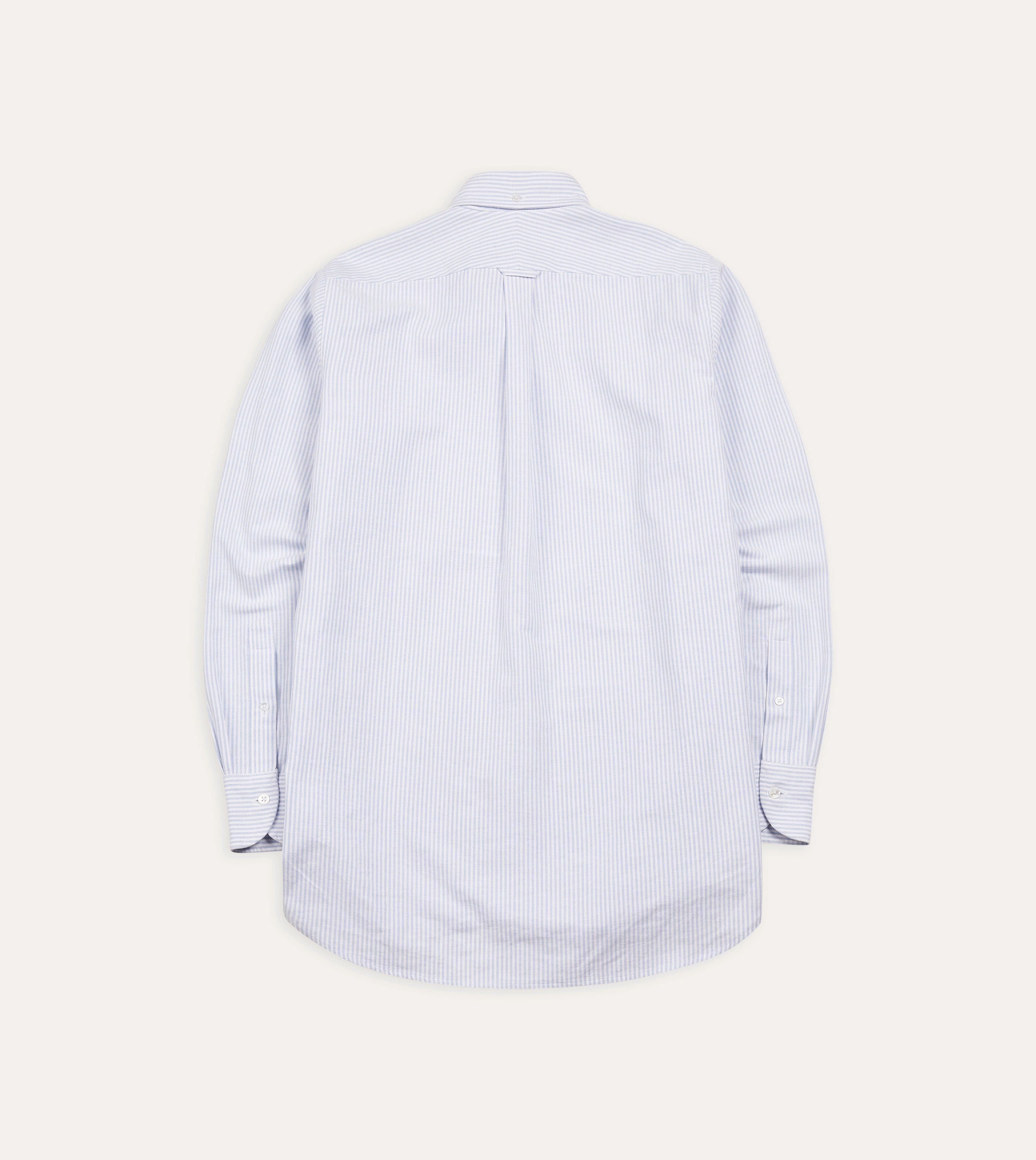 Light Blue Ticking Stripe Cotton Oxford Cloth Button-Down Shirt Lightweight Layer Odor control