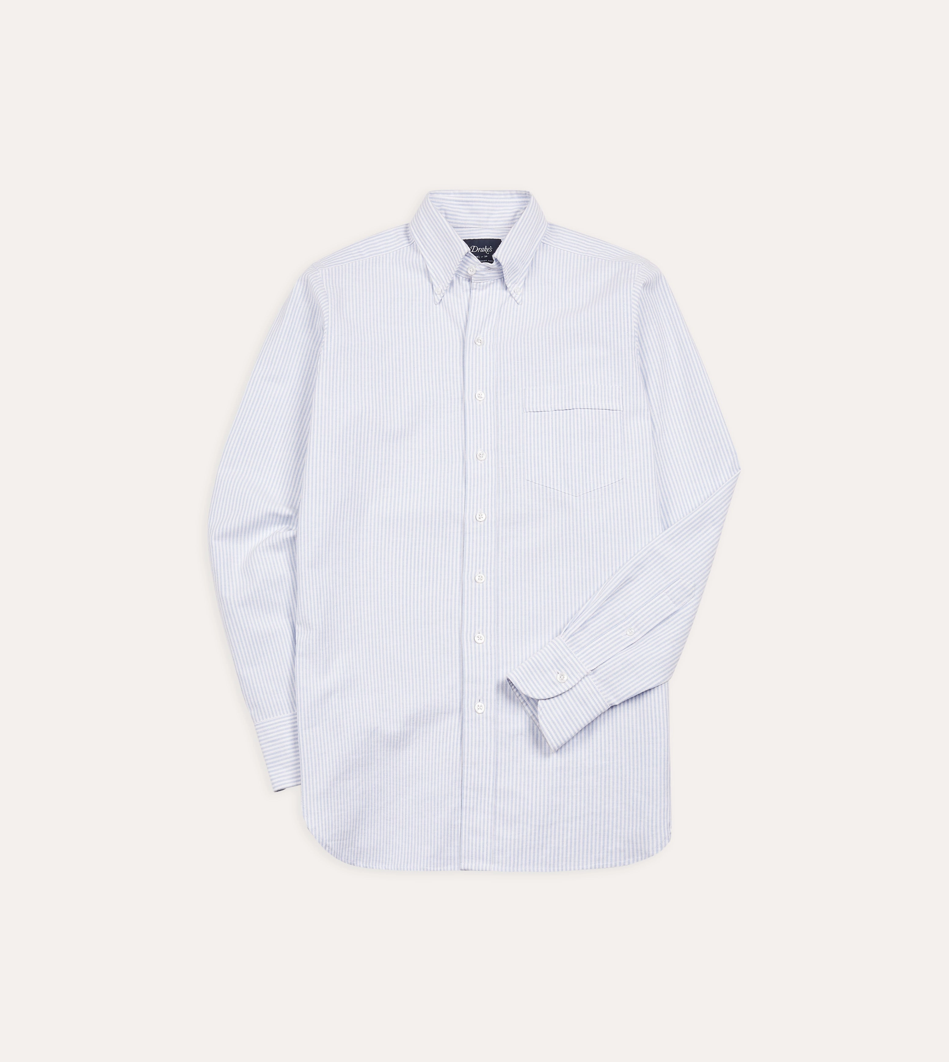 Cool Comfort Solid Color Light Blue Ticking Stripe Cotton Oxford Cloth Button-Down Shirt