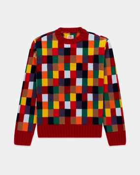 Moisture Wicking Fibers crew neck Patchwork Wool Sweater