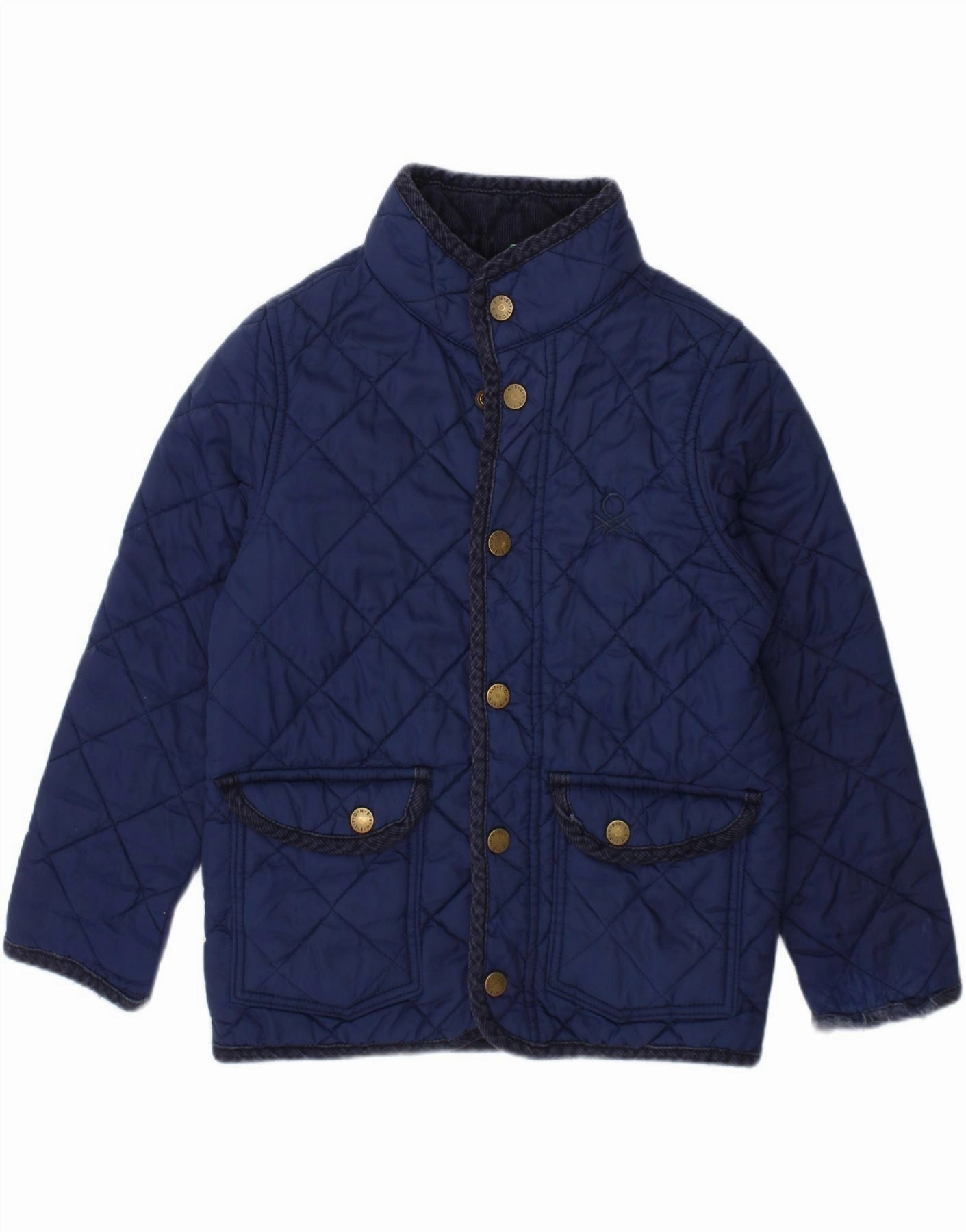Money BENETTON Boys Quilted Jacket 4-5 Years XS Navy Blue Polyamide