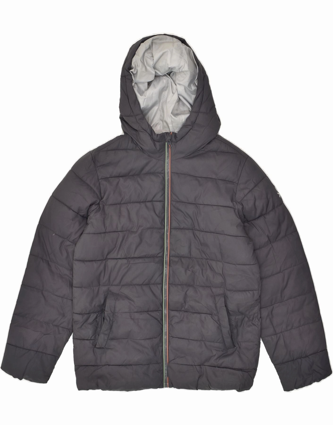 Moisture Wicking Liner BENETTON Boys Hooded Padded Jacket 11-12 Years 2XL  Grey Polyester