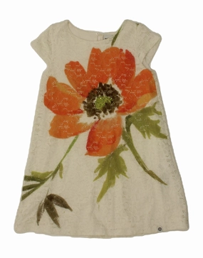 Everyday Layers DESIGUAL Girls Graphic A-Line Dress 7-8 Years White Floral Polyamide
