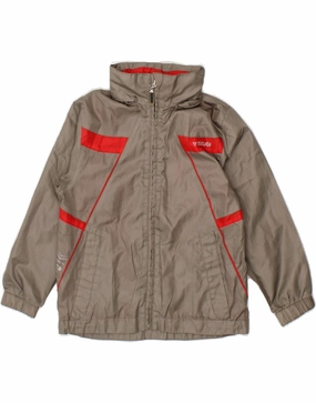 BRUGI Boys Hooded Windbreaker Jacket 5-6 Years Grey Colourblock Polyester suitable for extreme sports