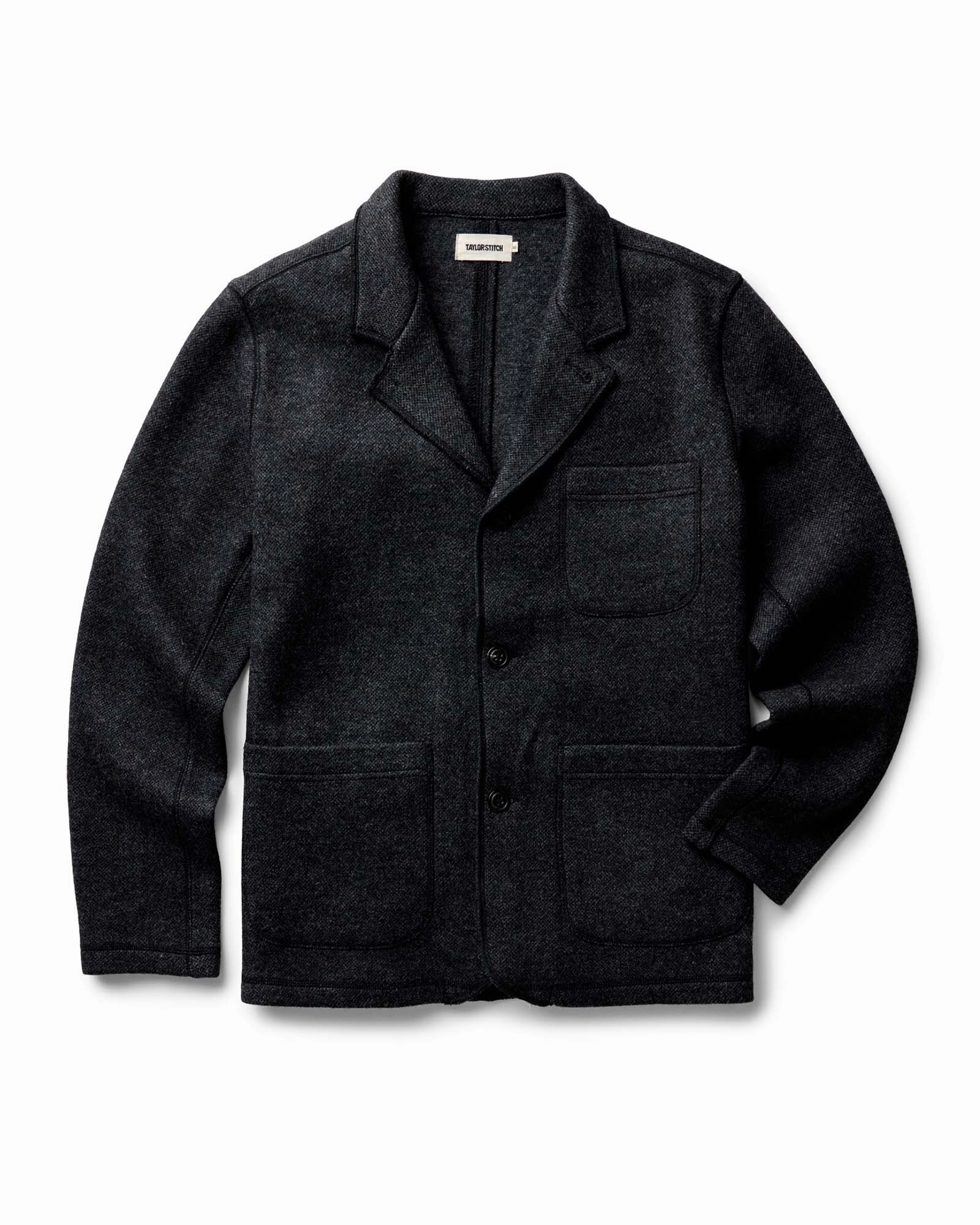 The Evans Blazer in Charcoal Birdseye Wool premium fabric Winter Ready Knit
