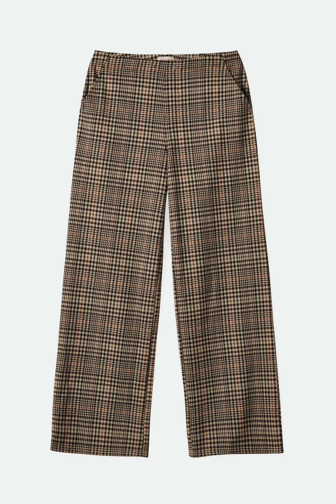Stretch Motion Menswear Plaid Leisure Trouser Pant - Winter White/Black Plaid