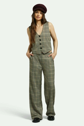 Layered Comfort SoftTouchFinish Menswear Plaid Leisure Trouser Pant - Winter White/Black Plaid