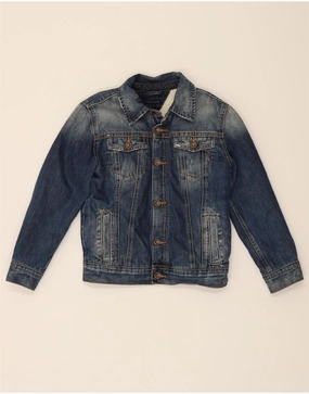 YKK Zipper TOMMY HILFIGER Boys Denim Sherpa Jacket 9-10 Years Blue Cotton