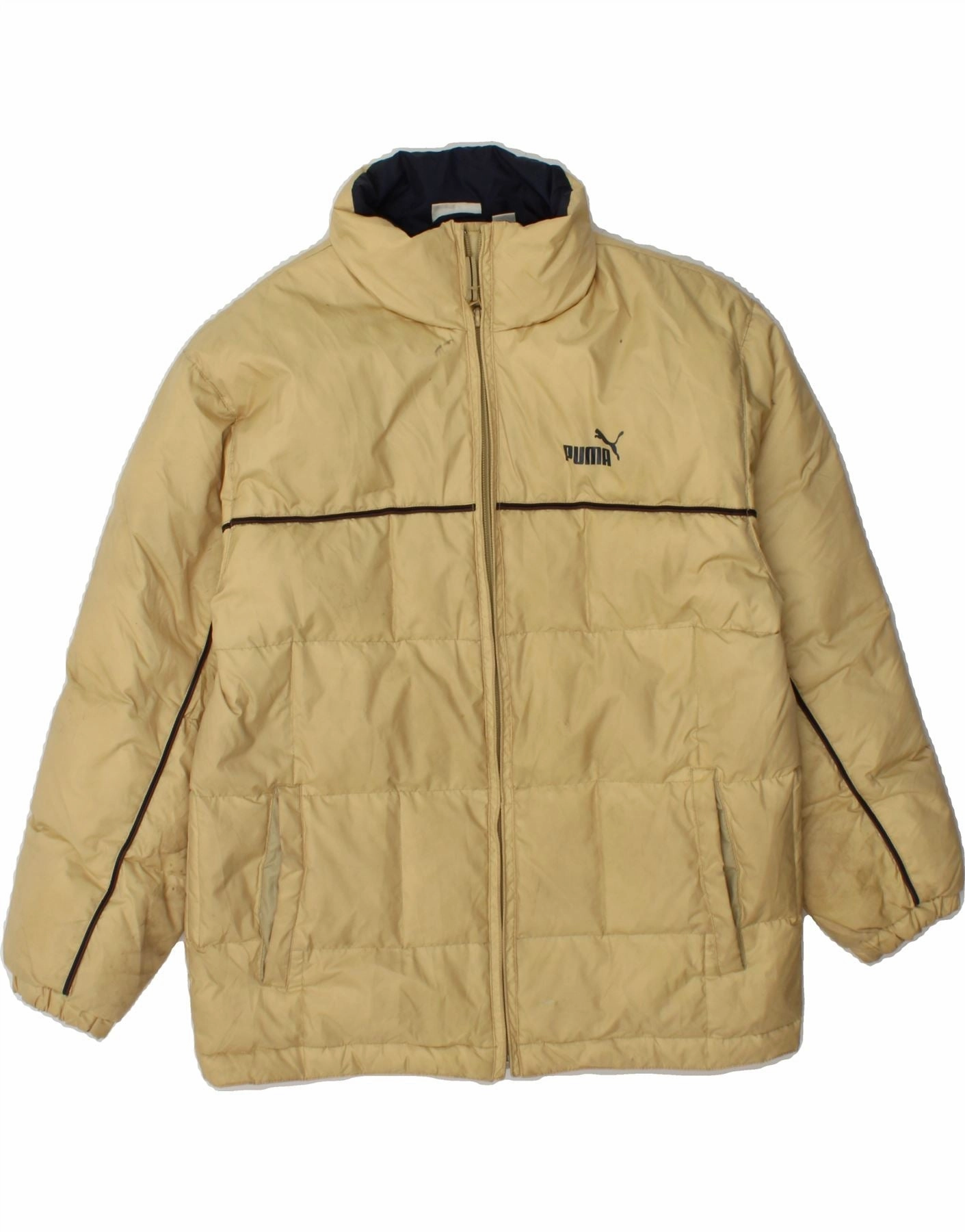 PUMA Boys Padded Jacket 11-12 Years Beige Nylon Bold Lines