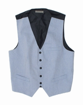 CLAYTON Boys Waistcoat 15-16 Years Large Blue Colourblock Cotton Non Restrictive Mobility