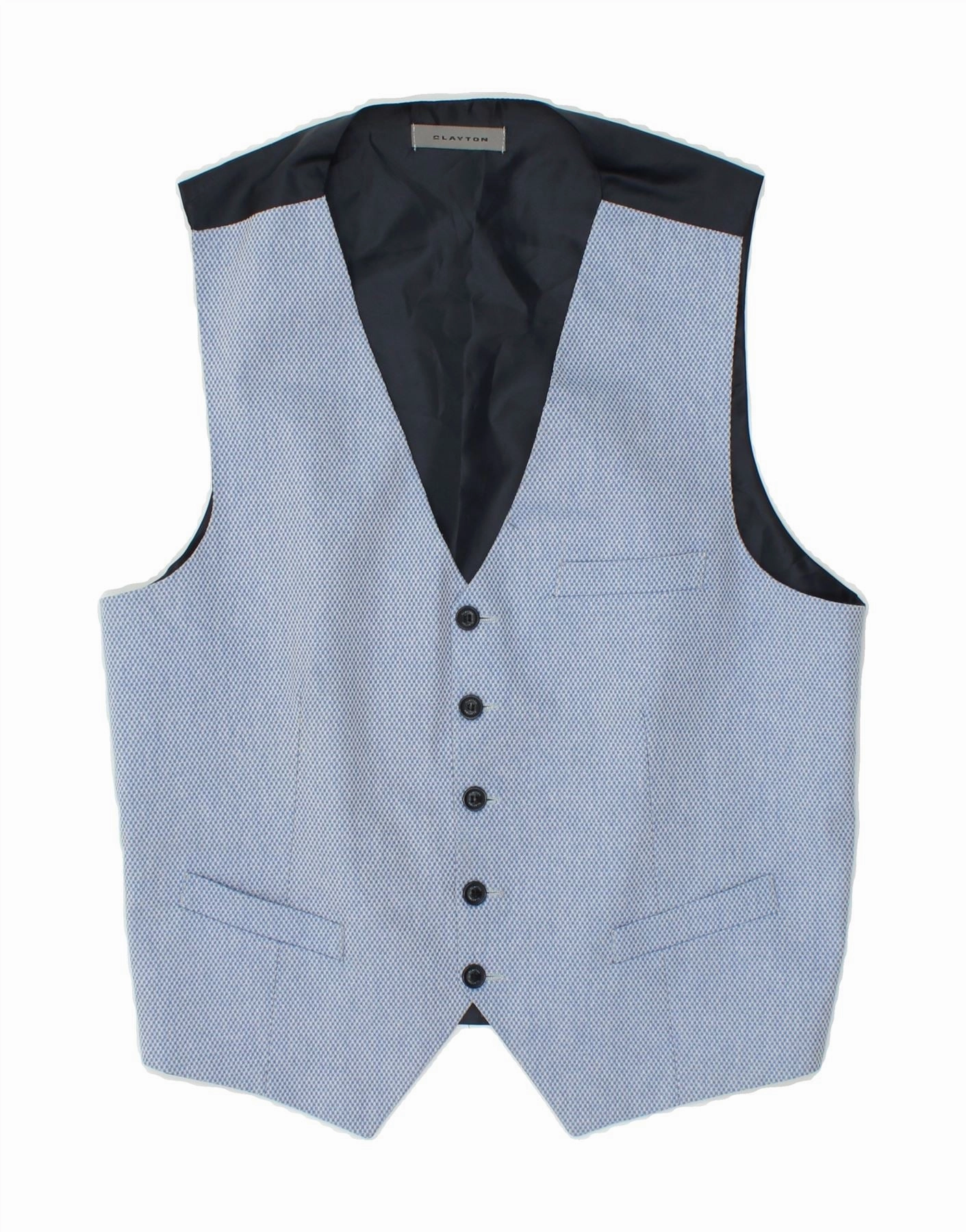 CLAYTON Boys Waistcoat 15-16 Years Large Blue Colourblock Cotton Non Restrictive Mobility