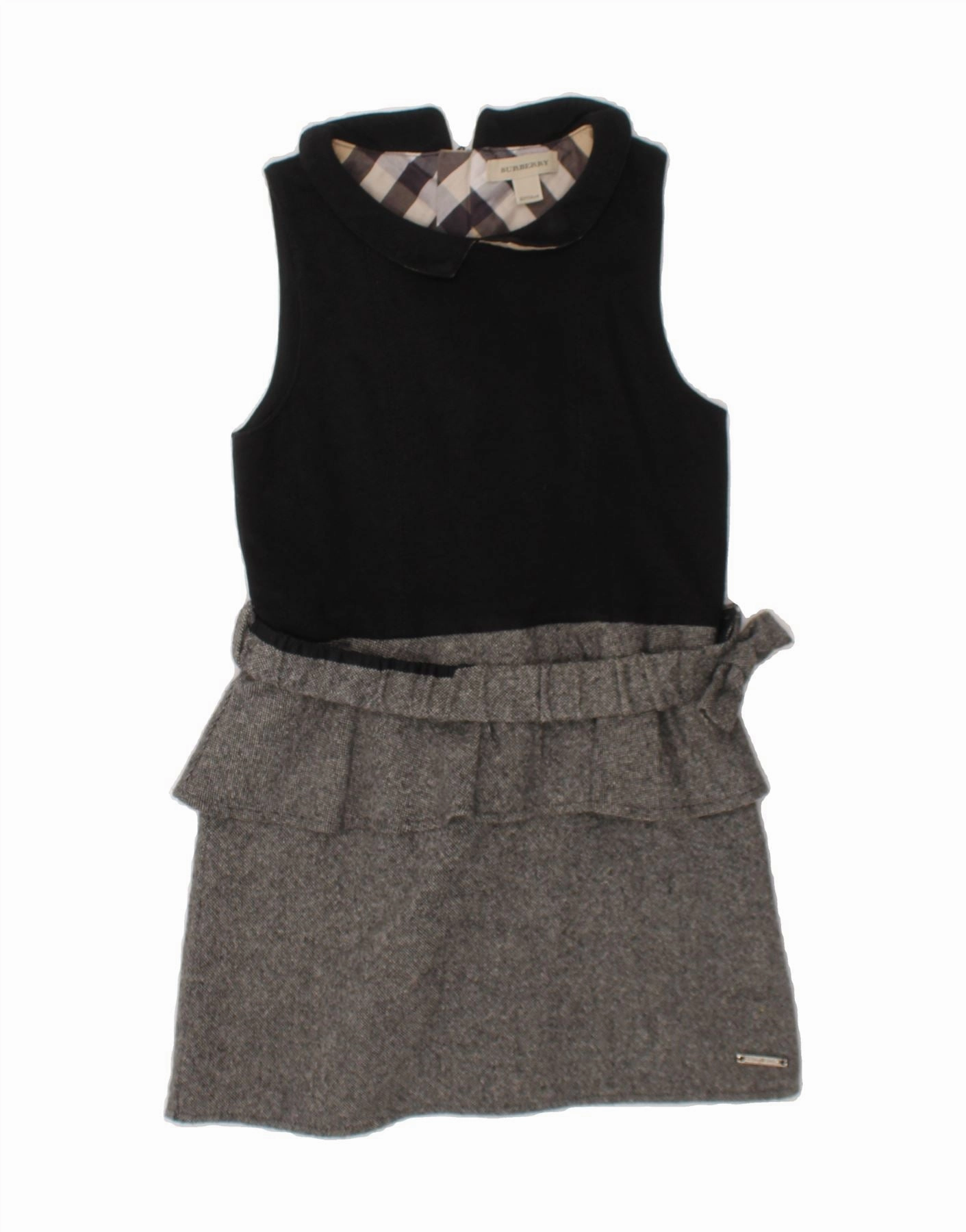 Fresh Palette Nature Glow BURBERRY Girls Sleeveless A-Line Dress 5-6 Years Black Colourblock Cotton