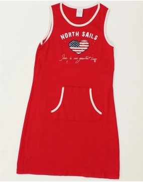 Layer Ready Zip Closure NORTH SAILS Girls Graphic Sleeveless T-Shirt Dress 13-14 Years Red Cotton