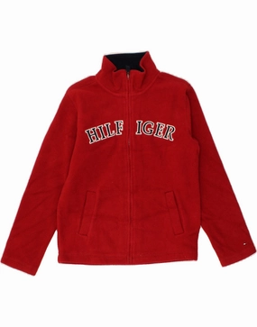 Illustrate TOMMY HILFIGER Boys Graphic Fleece Jacket 8-9 Years Medium Red Polyester