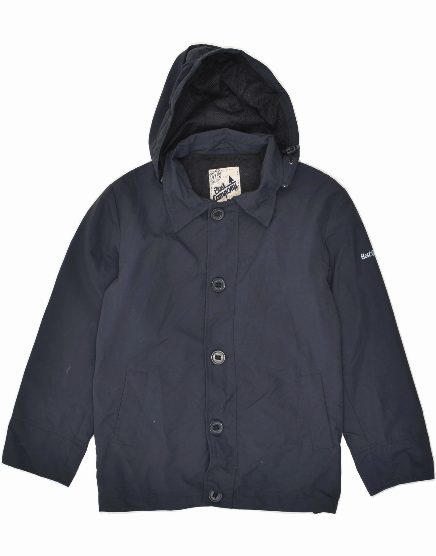 White BEST COMPANY Boys Hooded Windbreaker Jacket 11-12 Years Navy Blue
