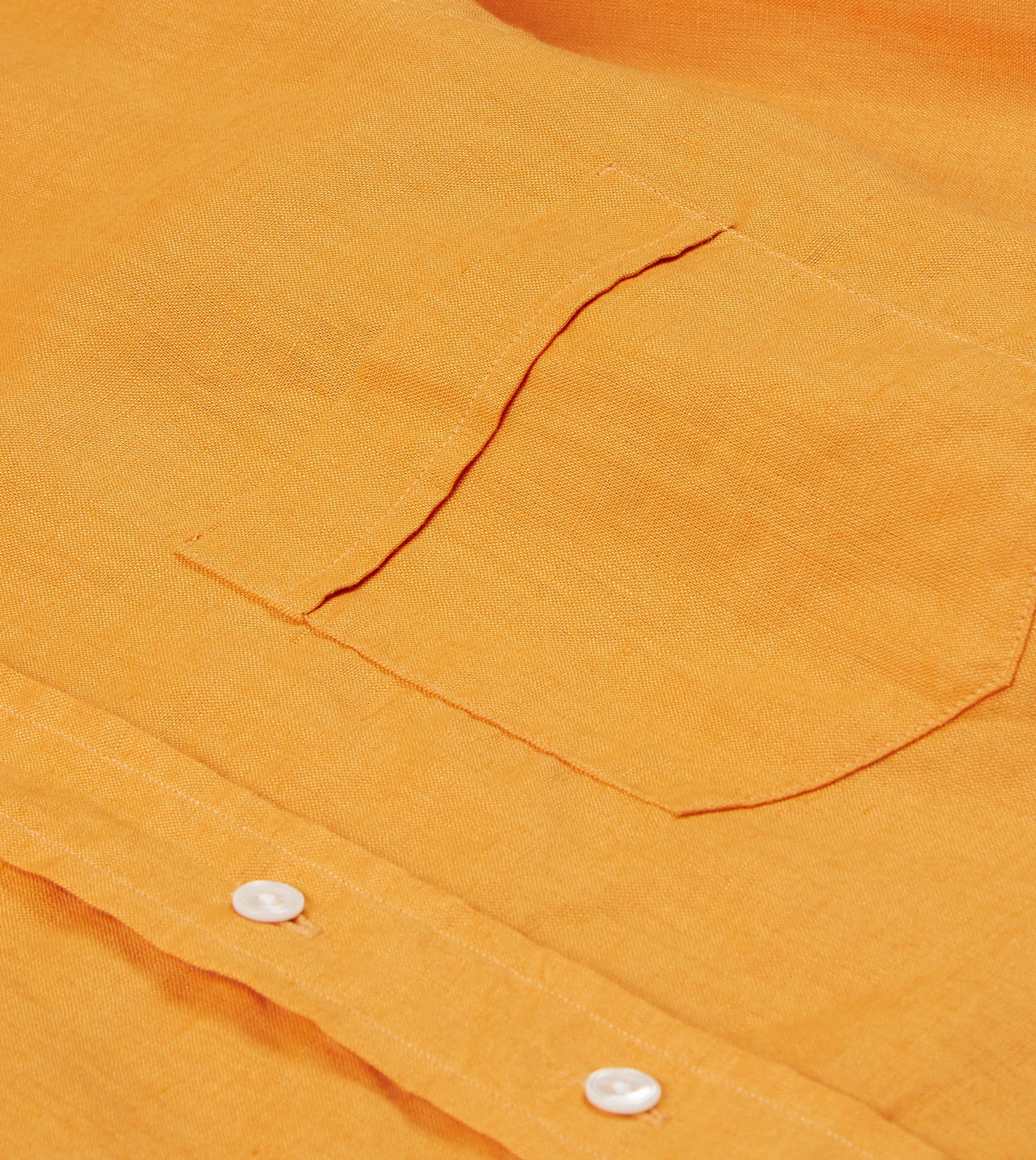 Yellow Linen Spread Collar Shirt Brushed Inner Lining