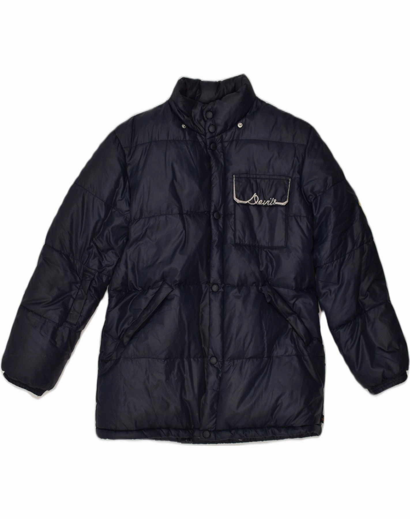 ROBERTO CAVALLI Boys Devils Graphic Padded Jacket 14-15 Years Navy Blue Stretch Fabric Summer