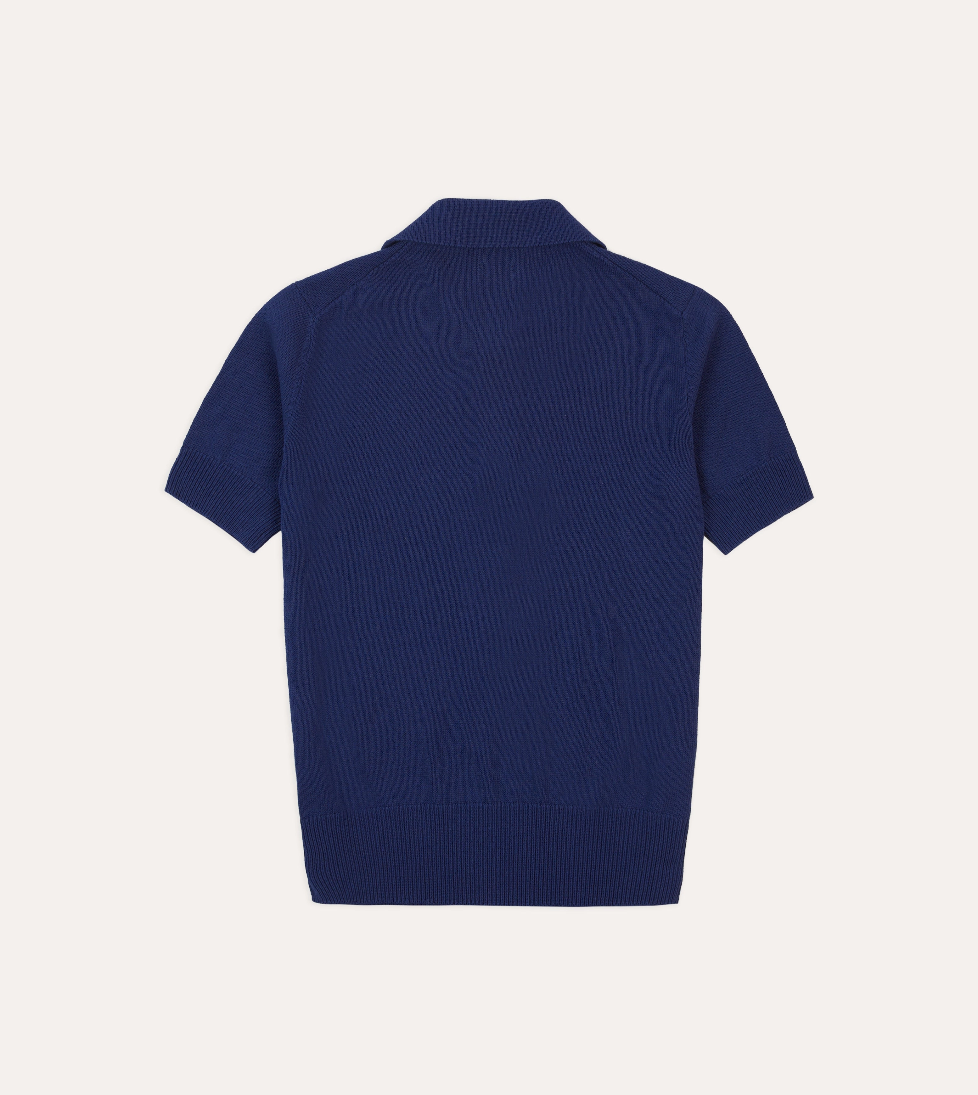 Blue Knitted Crepe Cotton Short-Sleeve Polo Shirt product family bonding