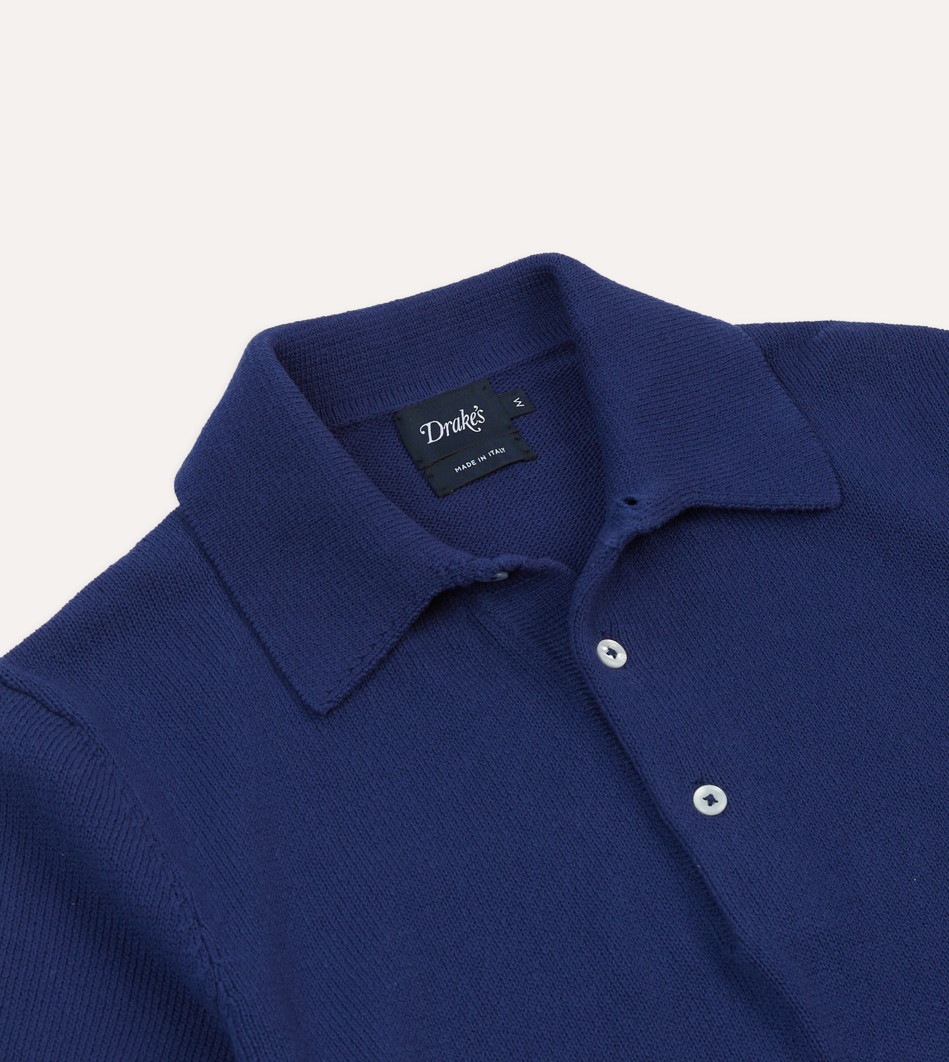 Blue Knitted Crepe Cotton Short-Sleeve Polo Shirt old people