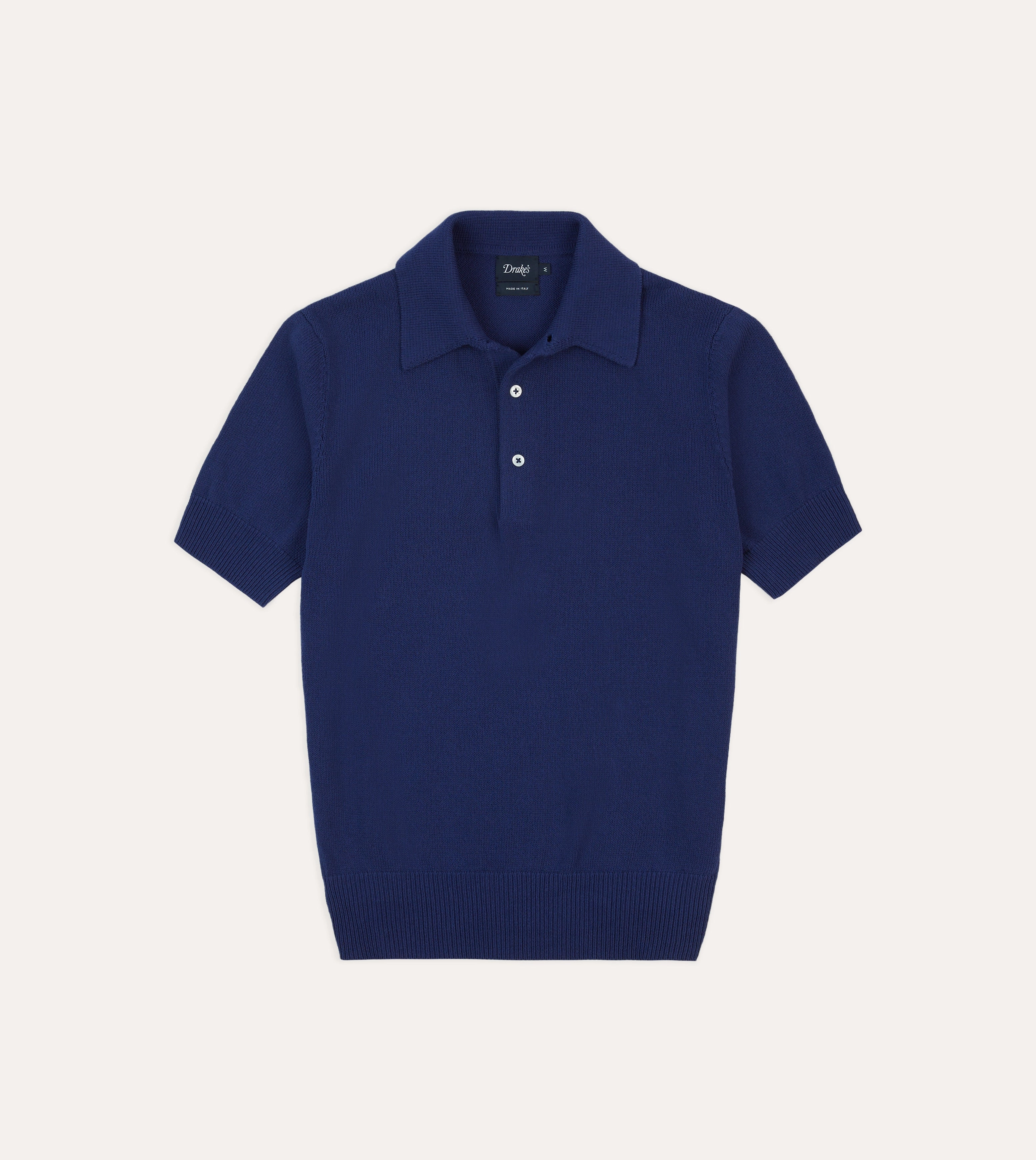 Layered Wear Blue Knitted Crepe Cotton Short-Sleeve Polo Shirt