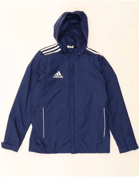 ADIDAS Boys Graphic Hooded Rain Jacket 13-14 Years Navy Blue Nylon Market