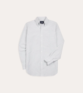 Light Green Ticking Stripe Cotton Oxford Cloth Button-Down Shirt Poolside Lounge Moisture Wicking Layer