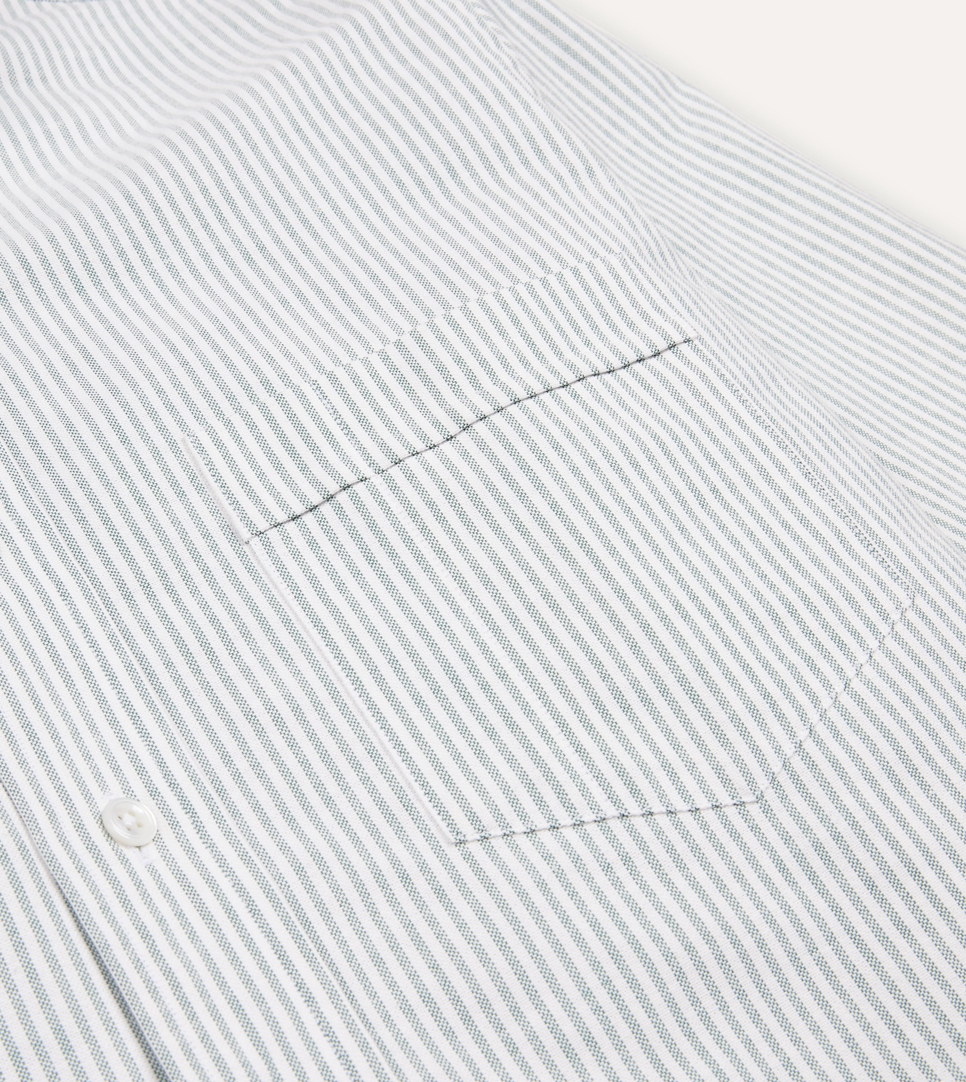 Light Green Ticking Stripe Cotton Oxford Cloth Button-Down Shirt Trendsetting Design Thermoregulating Fabric