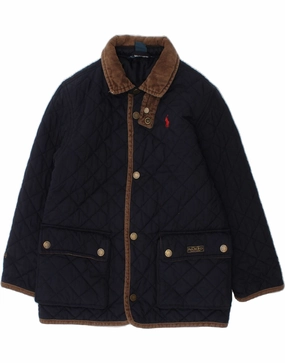 POLO RALPH LAUREN Boys Quilted Jacket 6-7 Years Navy Blue Polyester Reinforced Hem