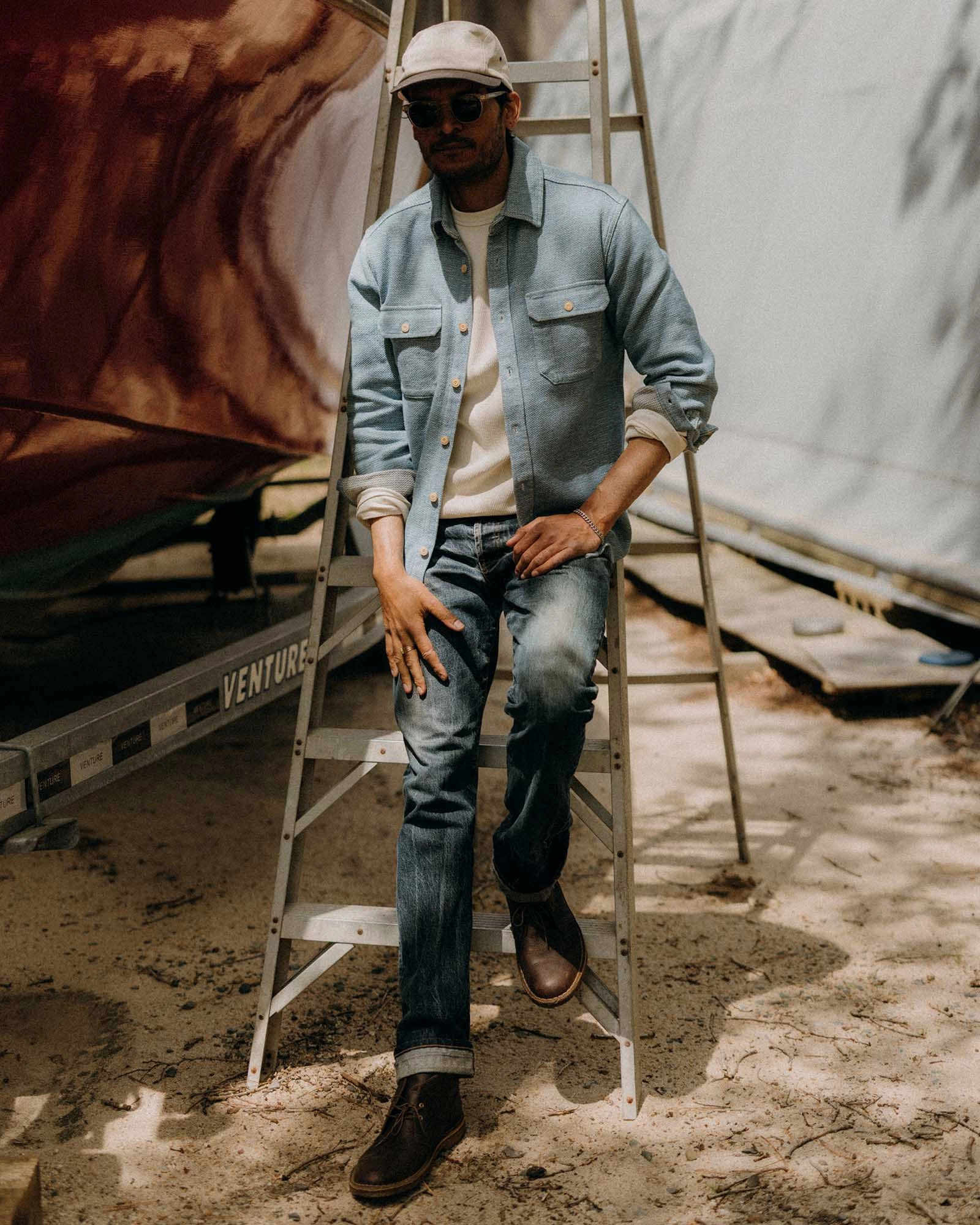 ethical fashion The Division Shirt in Washed Indigo