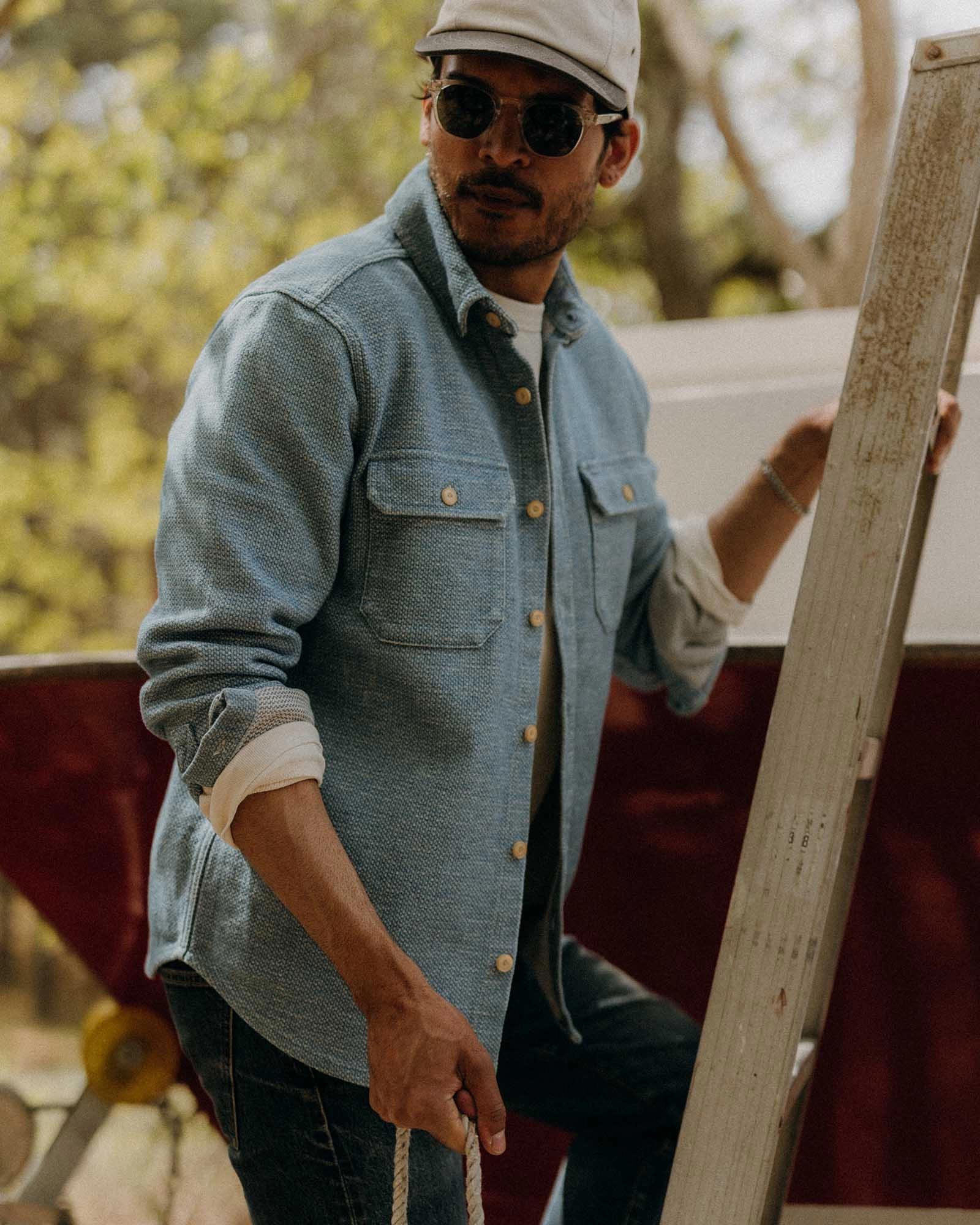 The Division Shirt in Washed Indigo Vibrant Colors