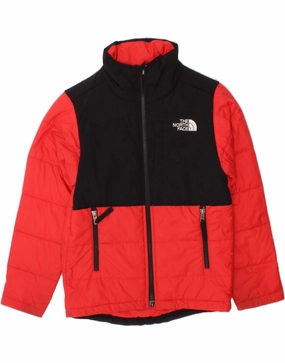 THE NORTH FACE Boys Padded Jacket 7-8 Years Small  Red Colourblock Adventure Layer