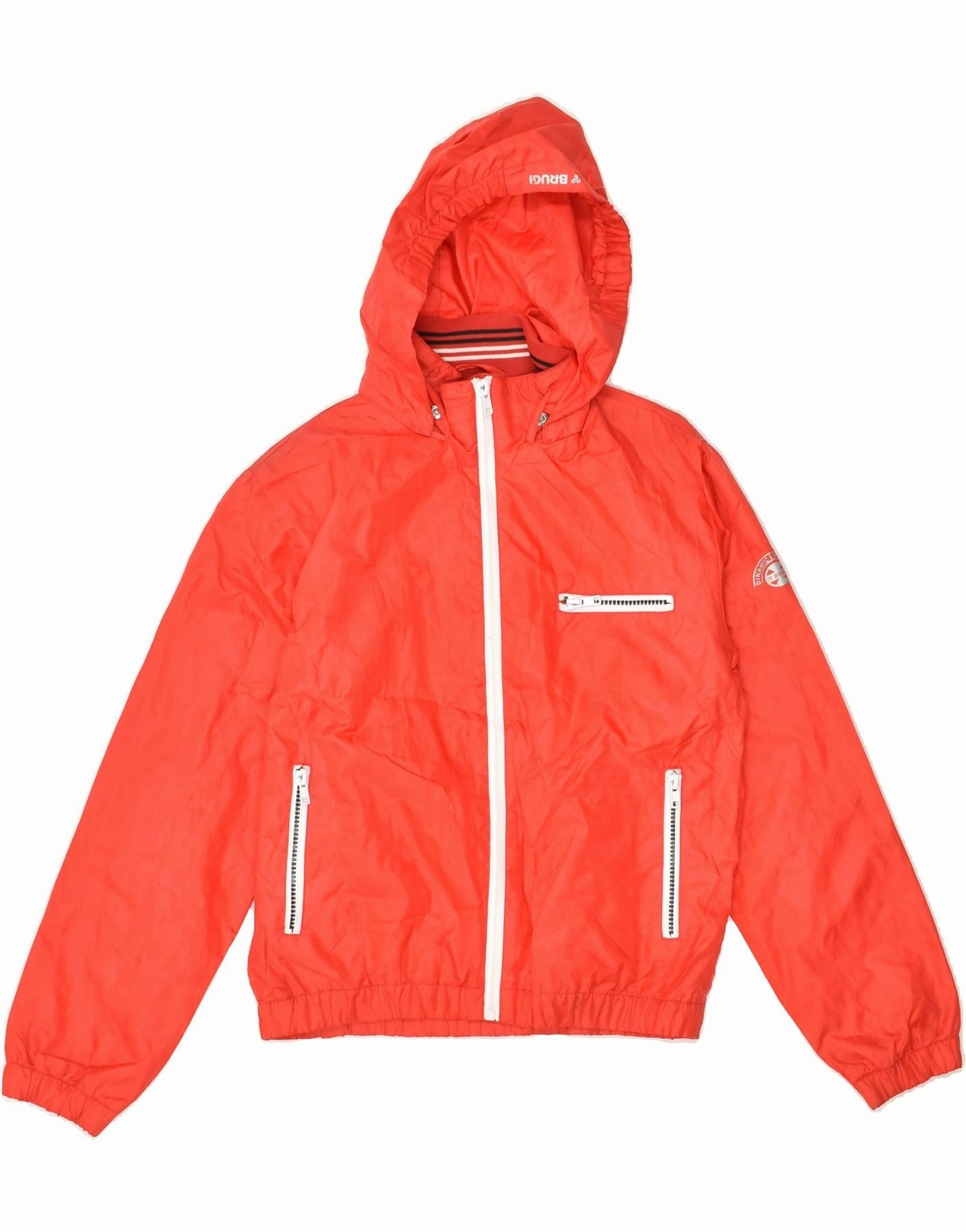 Convertible Collar Style birthday celebration BRUGI Boys Hooded Rain Jacket 10-11 Years  Red Polyester