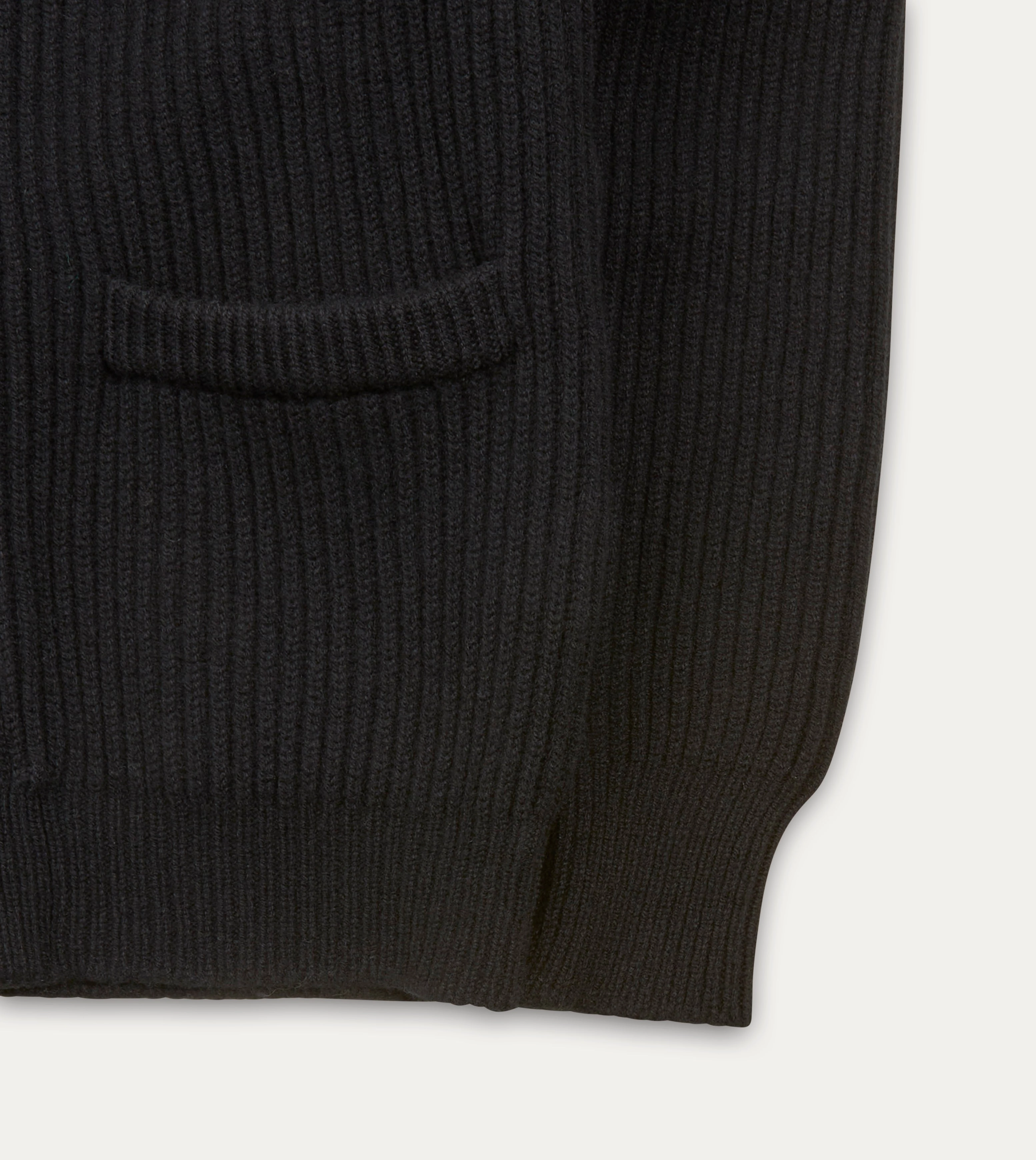Outdoor Outfit EcoFriendly Dye Black Lambswool Shawl Collar Cardigan