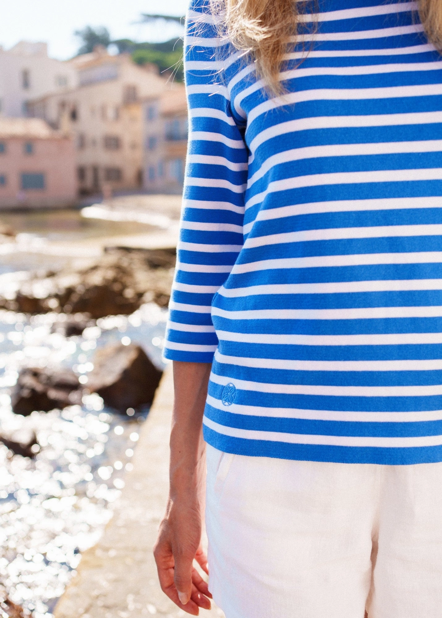 Lilly Pulitzer x VOISSEY - Cotton Sweater with Lilly Logo Embroidery  (MER BLUE / WHITE) Winter Style
