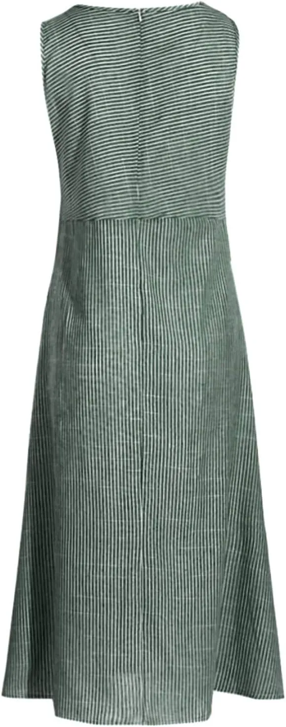 Linen Dress Women Summer Sleeveless Elegant Dresses Cute Sundresses Boho Maxi Dress Long Dresses with Pockects