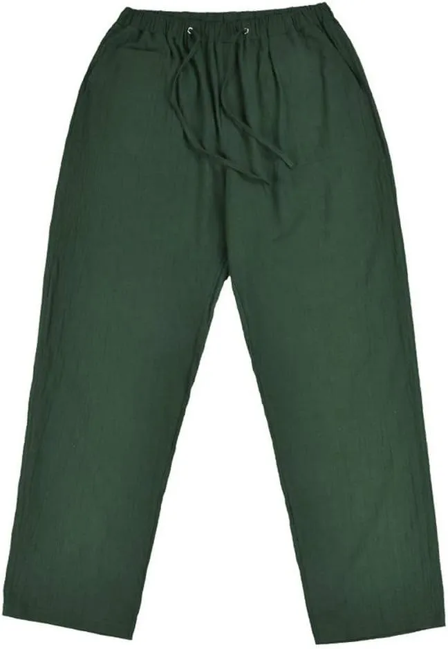 Linen Pants for Men Beach Elastic Drawstring Waist Lounge Beach Pants Summer Casual Straight Leg Dress Trousers