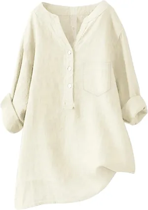 Linen Shirt for Women Breathable Tops Loose Crewneck Tops Womens Daily t Shirts Summer Shirts for Women 2025