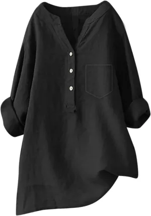 Linen Shirt for Women Breathable Tops Loose Crewneck Tops Womens Daily t Shirts Summer Shirts for Women 2025