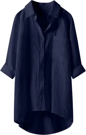 Linen Shirt for Women Breathable Tops Loose Crewneck Tops Womens Daily T Shirts Summer Shirts for Women 2025