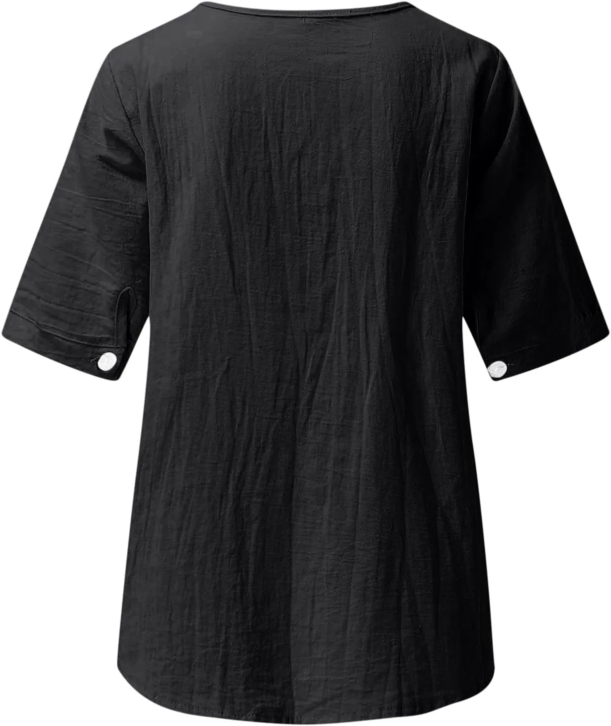 Linen Shirts for Women Embroidery V Neck Shirts Vintage Cotton Linen Tunic Tops Summer Trendy Blouses Tee Shirts Tops