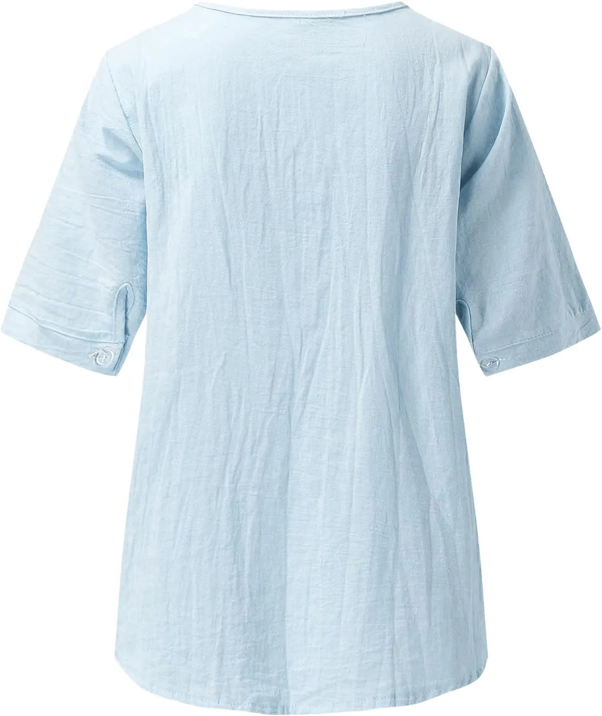 Linen Shirts for Women Embroidery V Neck Shirts Vintage Cotton Linen Tunic Tops Summer Trendy Blouses Tee Shirts Tops