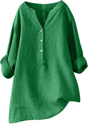 Linen Shirts for Women Trendy 2025 Breathable Tops Loose Plus Size Crewneck Tops Womens Daily T Shirts Summer Shirts