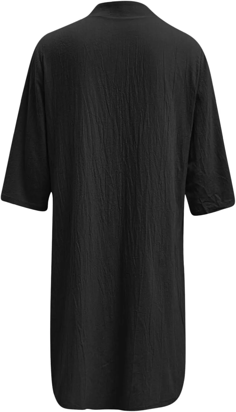 Linen T Shirts for Women Vintage Vacation Button Down Knee Length Shift Dress Summer Fitted Travel Outfits for Women