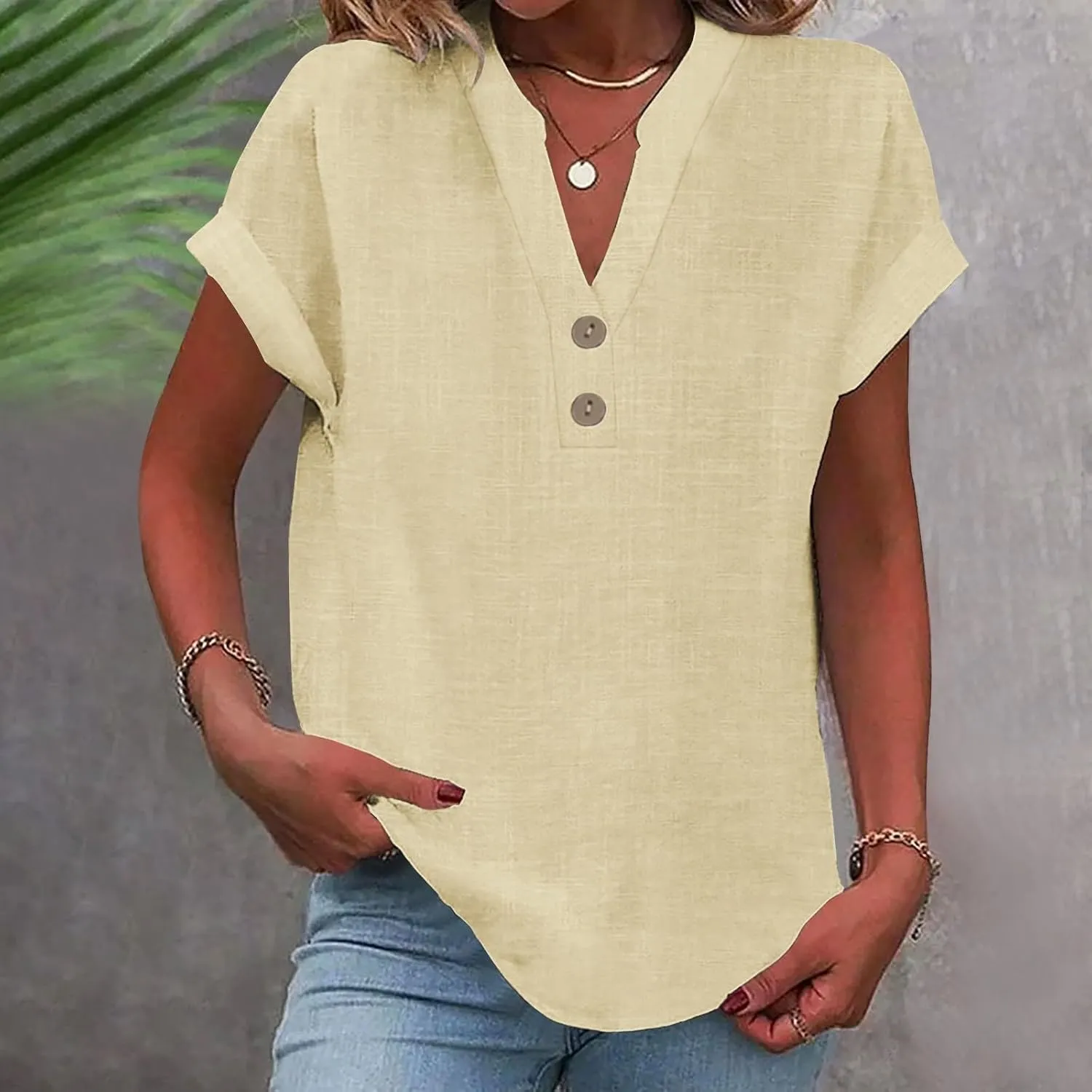 Linen Tops for Women Summer Linen Short Sleeve Shirt Women Womens Shirts Cotton Linen tee Shirts Women Linen t Shirts for Women Fancy Shirts for Women Womens Linen Tops for Summer Beige