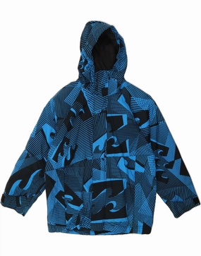 BILLABONG Boys Graphic Windbreaker Coat 7-8 Years Blue Check Polyamide Dirt Repellent Surface